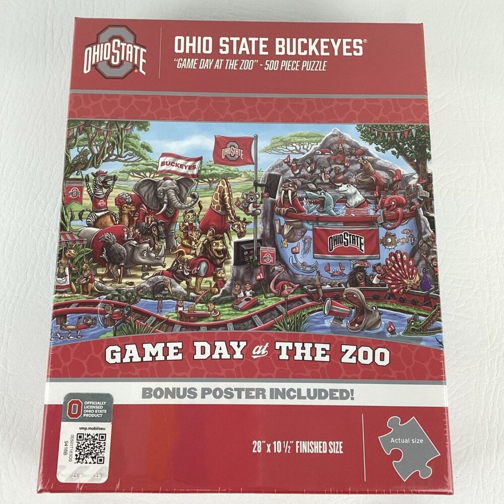 Ohio State Buckeyes 500 Piece Puzzle Game Day At The Zoo Bonus Poster Sealed